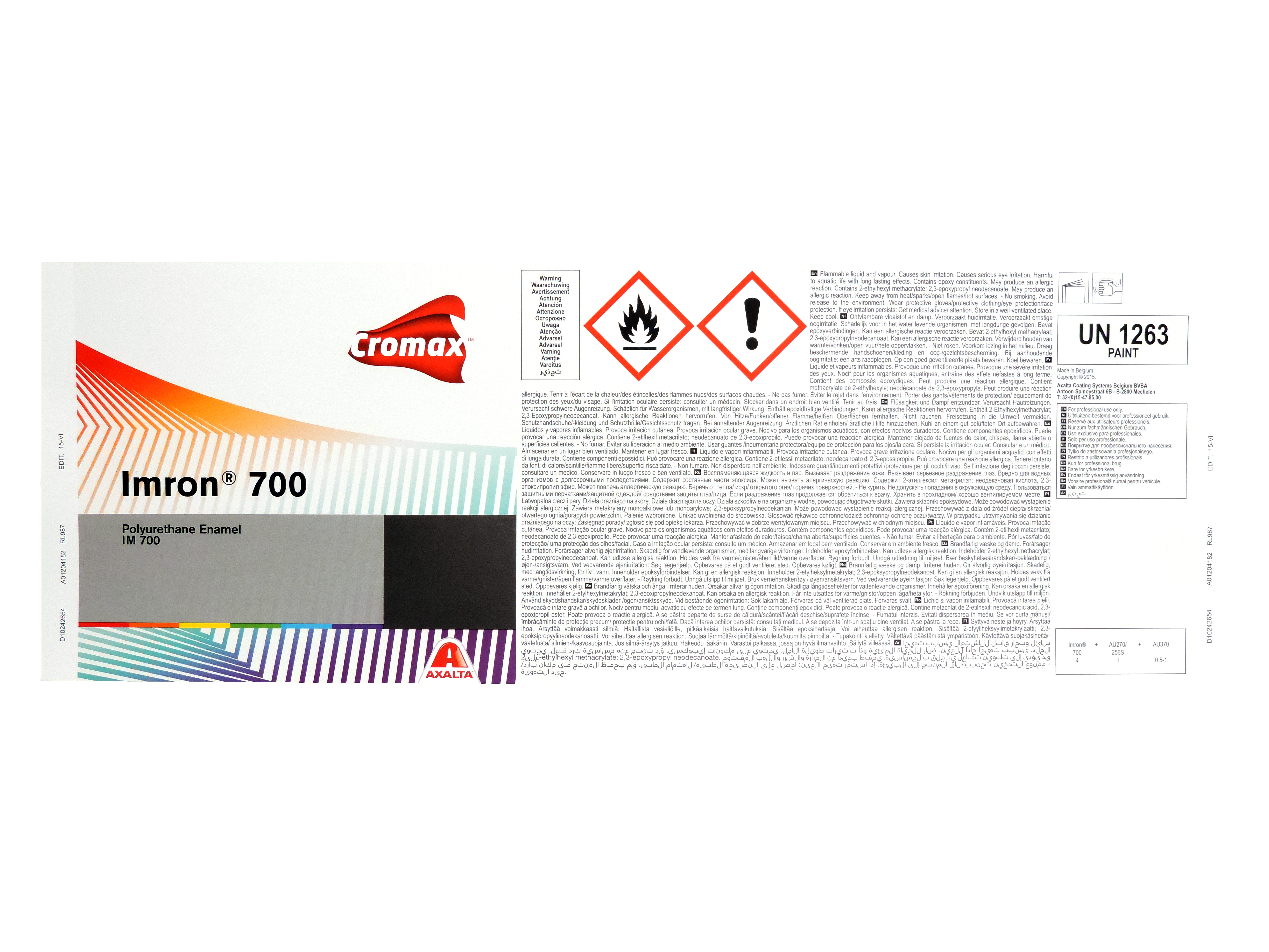 Imron 700 Étiquette